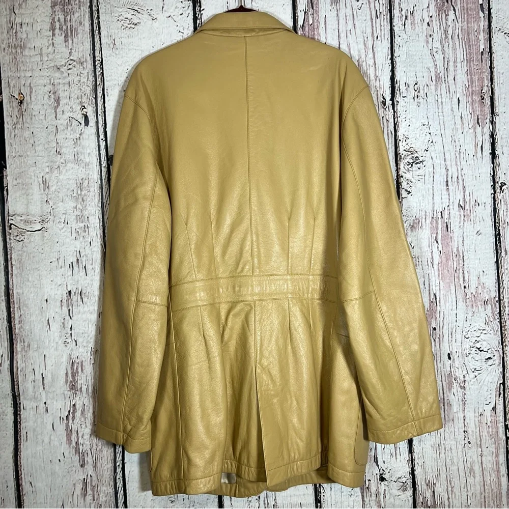 🎉HP🎉 Vintage Industria Soft Leather Utility Driving Coat Italy Jacket Size 46 - Picture 2 of 11